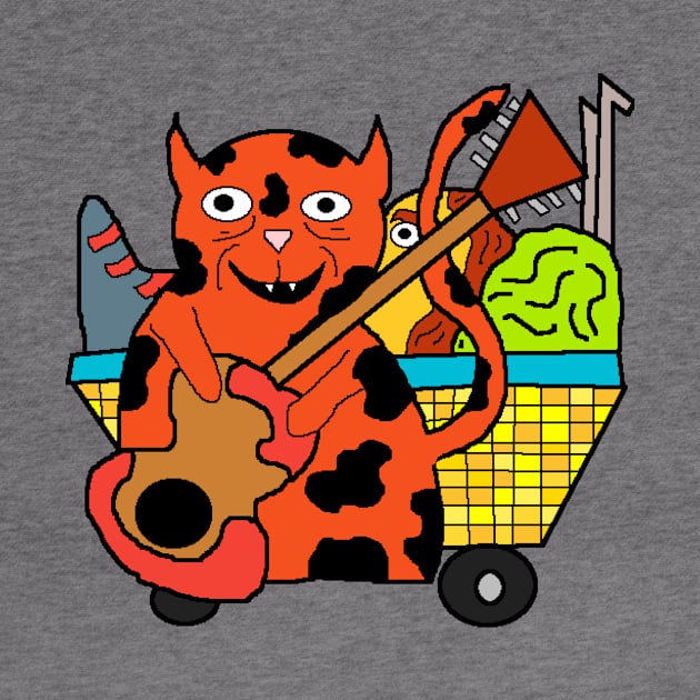 cat playing guitar with baby by Catbrat